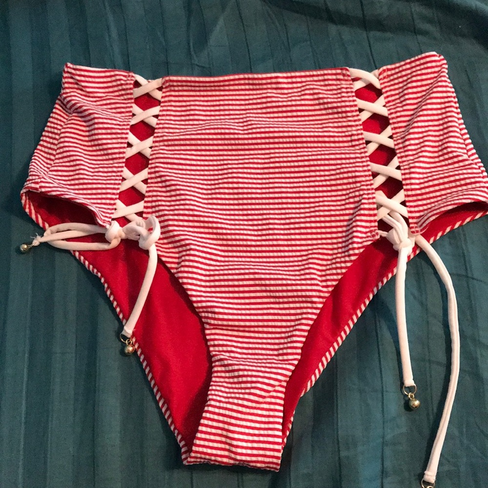 high waisted cheeky swim bottoms